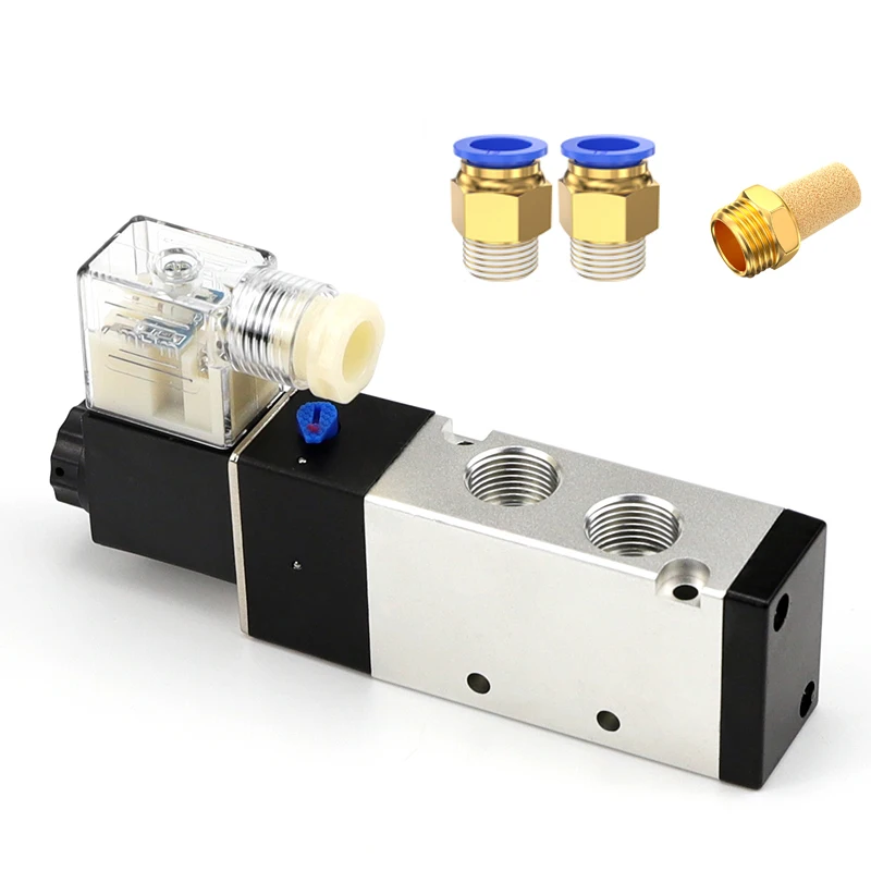 

4V310-10 12 В 24 В 110 В 220 В с шарниром ПК Пневматический электрический электромагнитный клапан Электромагнитный клапан управления направлением