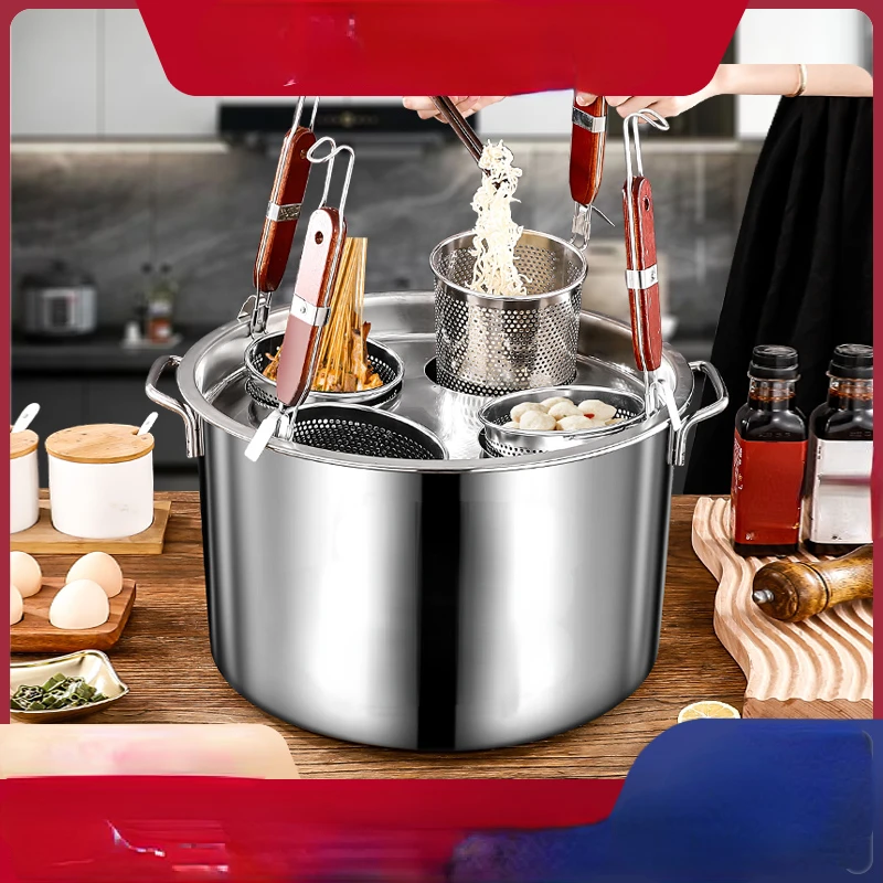 Cooking Noodle Pot Stainless Steel Soup Bucket Large Capacity Induction Cooker Stewed Soup Pot