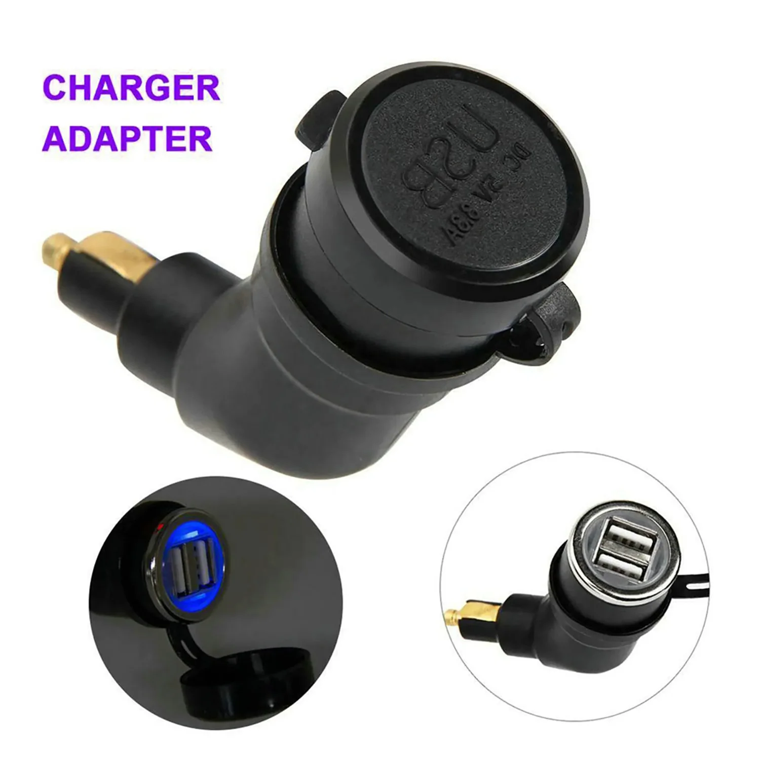 1pc 3.3A Motorcycle Elbow Charger Dual USB Port Charger Adapter Digital Display Plug For BMW Ducati F800GS R1200GS R1200RT