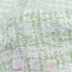 Green Color Lattice Ribbon Yarn-Dyed Braided Tweed Fabric For Women Autumn Jacket Dress Suit Coat Handbag DIY Cloth Sewing