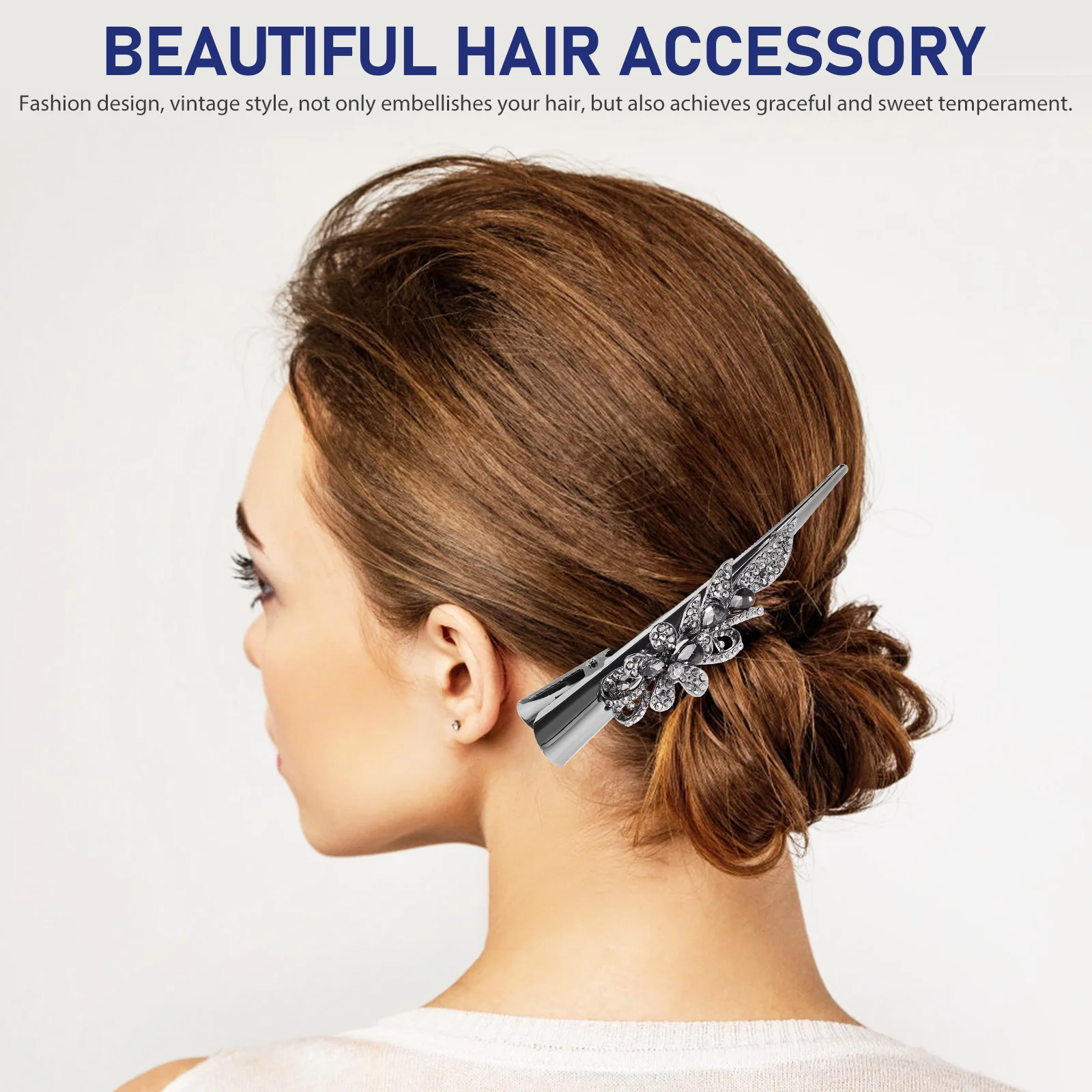 

Retro Rhinestone Hair Accessories Large Metal Duckbilled Clips for Women Girls Vintage Style Hair Decorations Crystal Barrettes