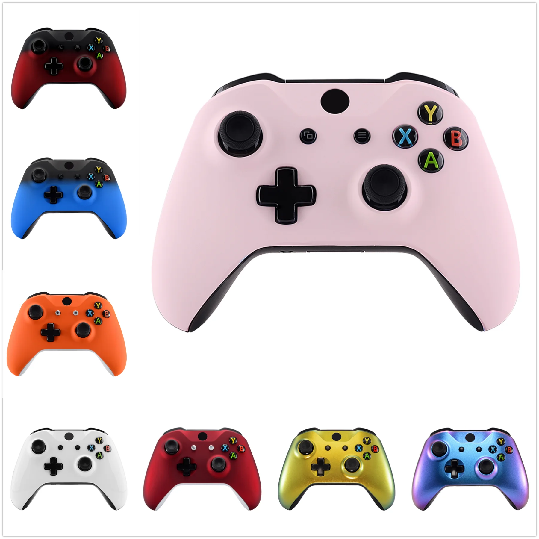 eXtremeRate Faceplate Cover Front Housing Shell Case for Xbox One S / Xbox One X Controller (Model 1708) - Sakura Pink