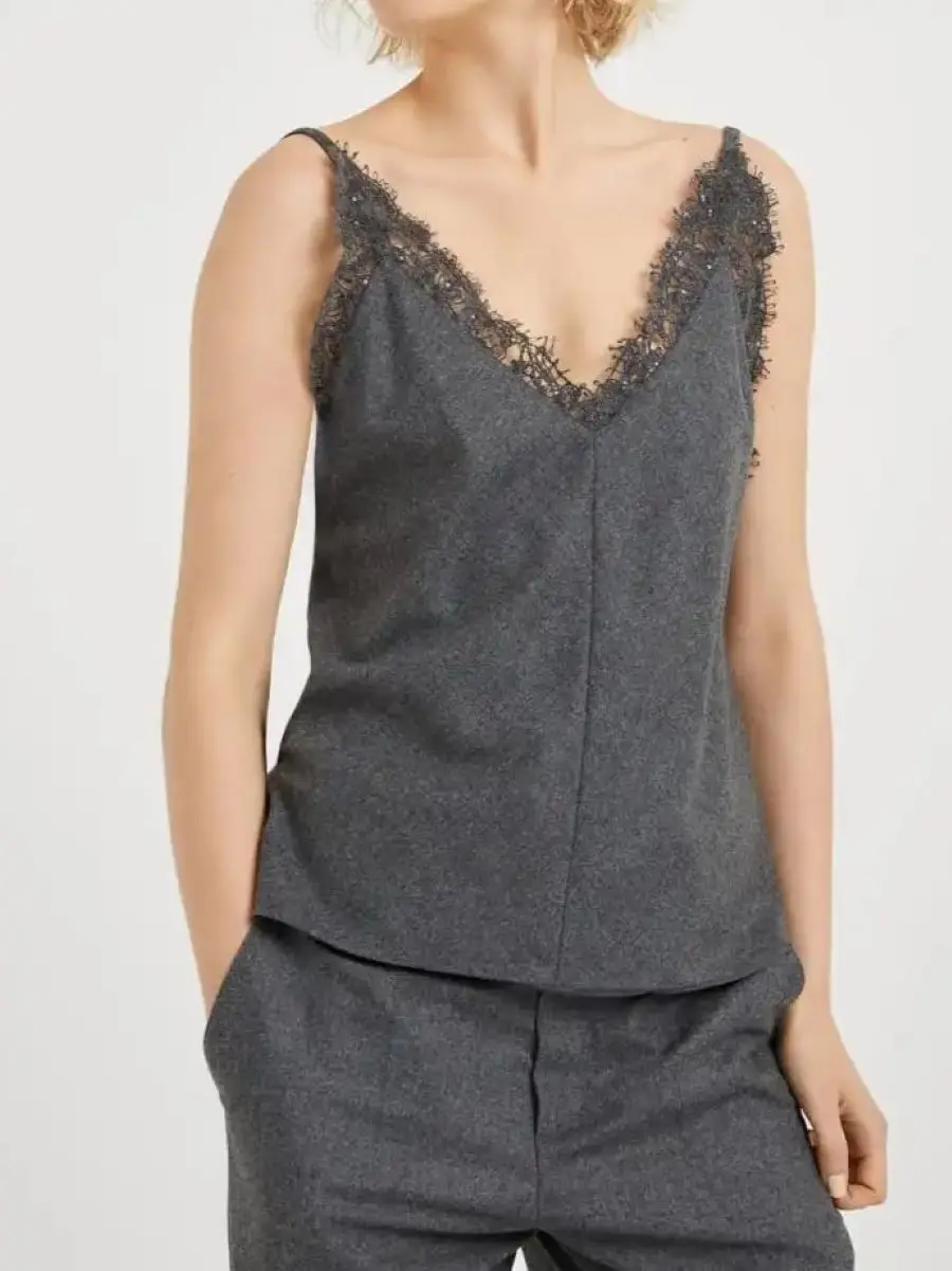 

Women Retro 2-Piece Set Sequined Embroidery V-Neck Sleeveless Cashmere Top + Elastic Waist Straight Wide Leg Pants Vintage Suit