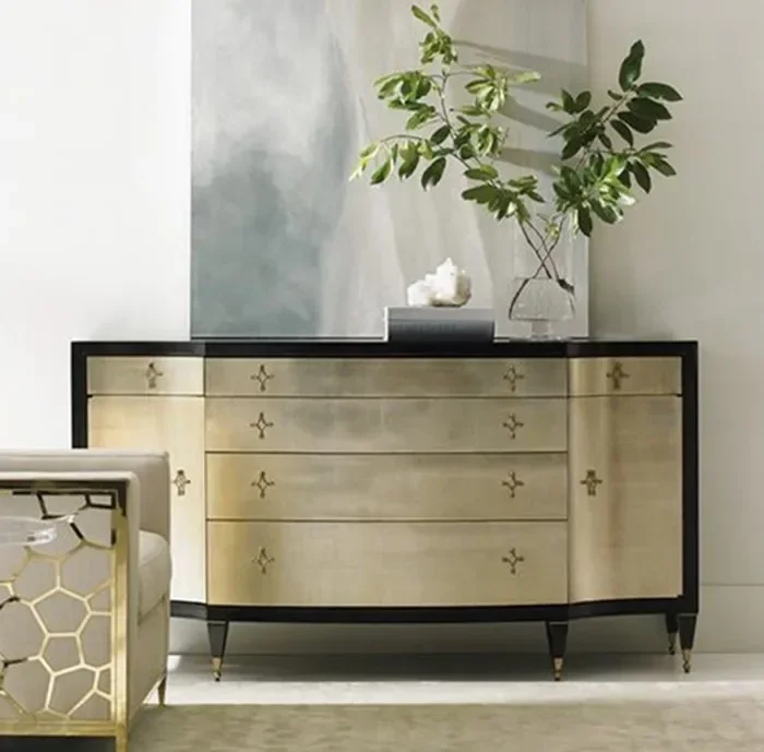 

American Light Luxury Household Entrance Cabinet New Classical Solid Wood Chest of Drawers