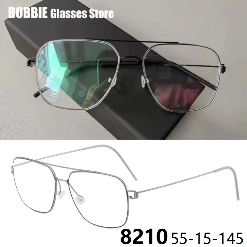 

Denmark Screwless Eyewear Ultralight Titanium Glasses Frame Men Women Double Beam Square Eyeglasses Handmade Design 8210