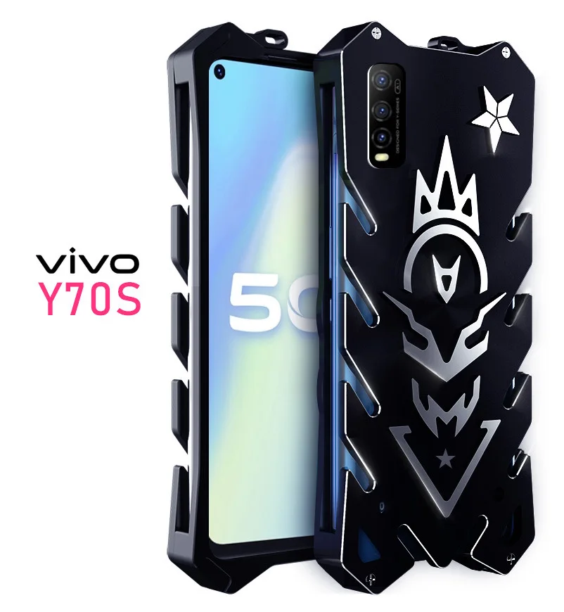 Zimon Aluminum Metal Body Phone Cover Fundas For Vivo Y70s Case Coque Back Cover Shockproof Phone Protective Shell