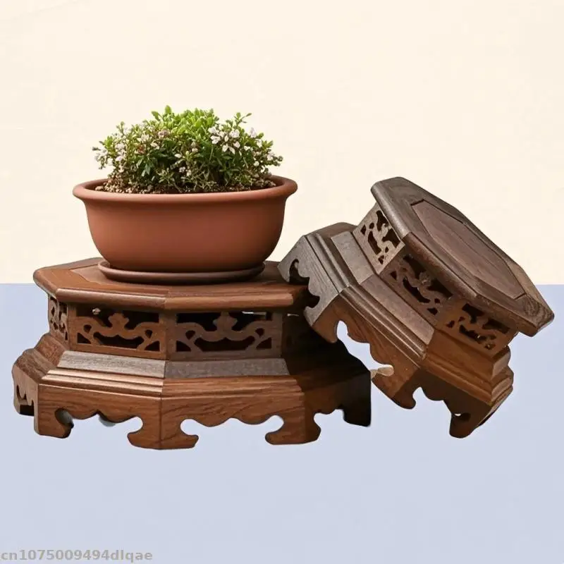 

Vintage Wooden Carving Display Base Flower Pot Vase Handicraft Decoration Pedestal Teapot Tea Set Display Pedestal Plant Rack