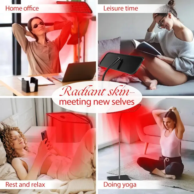 660nm 850nm LED Red Light Therapy Panel with Stand Near Infrared Therapy Lamp Devices for Body Pain Relief and Skin Care