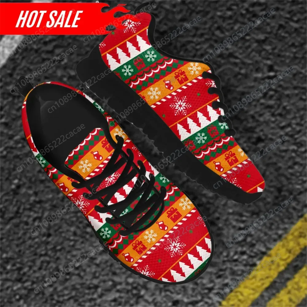 Merry Christmas Pattern Ladies Casual Sneakers Wear-resistant Flats Shoes for Girls Women Holiday Party Xmas Gifts