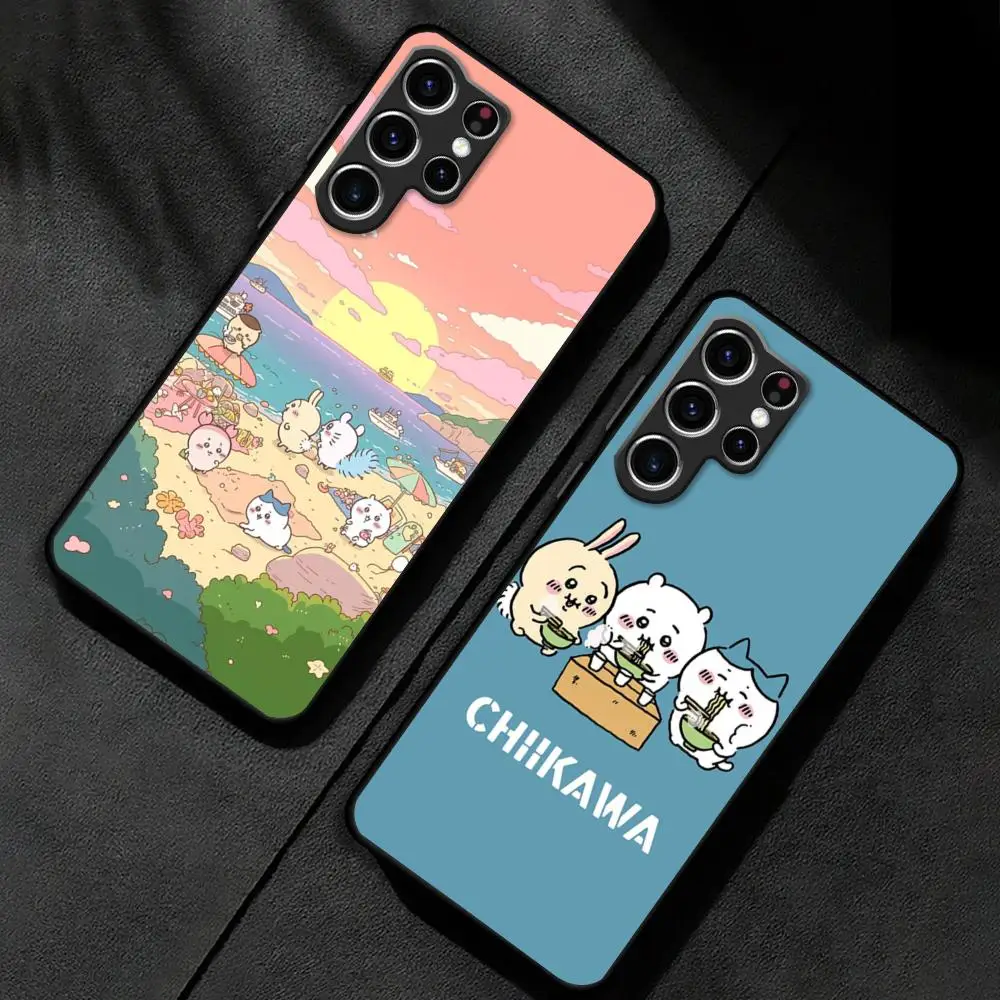 Cartoon Cute C-Chii-kawasS Phone Case For Samsung Galaxy S24 S23 S22 S21 S20 Plus Ultra Note20 Soft Black Phone Cover