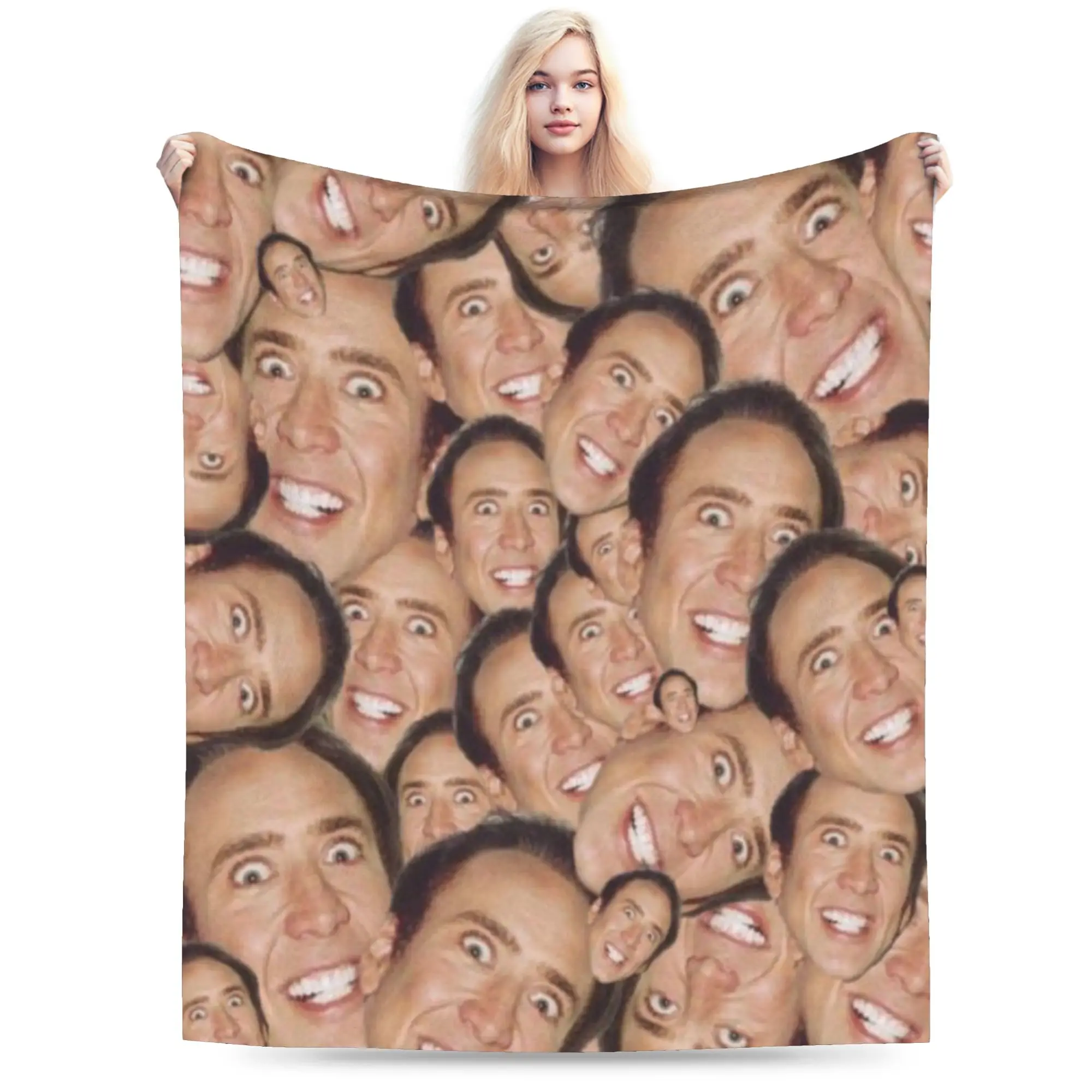 Nicolas Cage Headshot  Blankets Super Soft Fleece Healing Present  Throw Blankets Bedding Throws