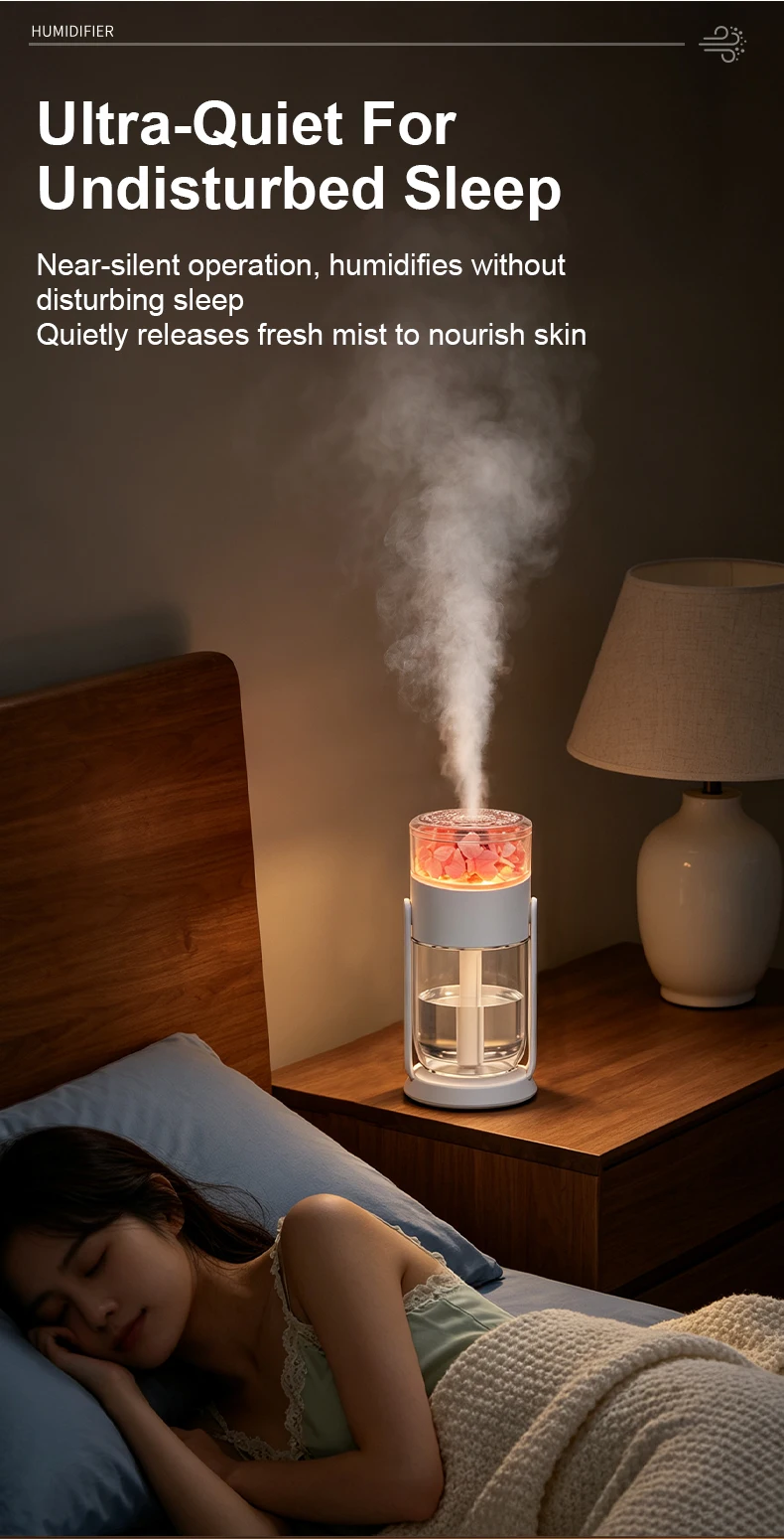 Luftbefeuchter mit konservierten Blumen, drehbarer Ständer, USB-C-Anschluss, RGB-Umgebungslicht, 2 Sprühmodi, leiser Luftbefeuchter, Geschenk für Auto und Zuhause. – Detail 9