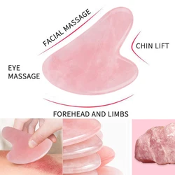 Guasha Stone Massage Face Lift Tools Natural Rose Quartz Gouache Scraper Jade Gua Sha Board For Face Neck Back Body Acupuncture
