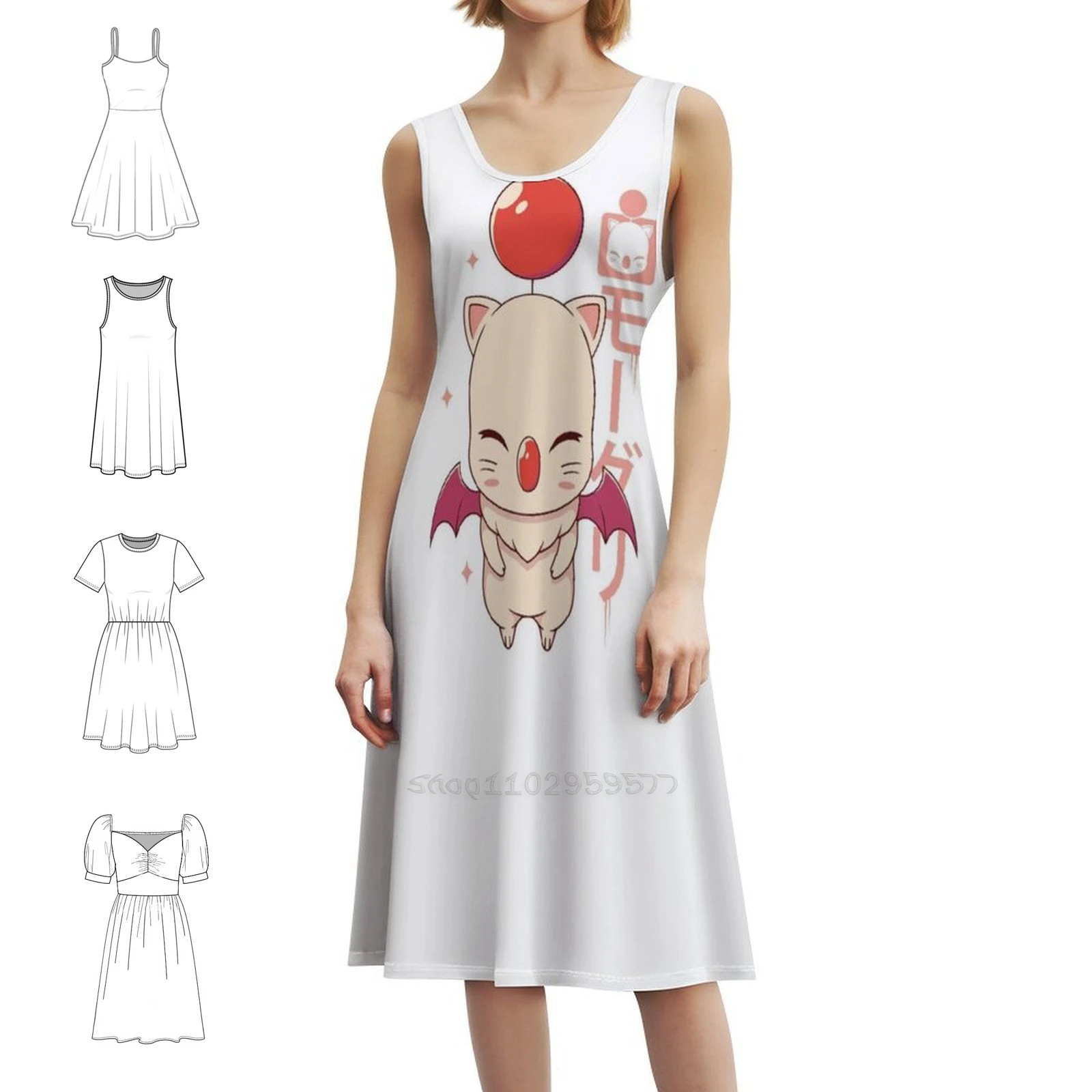 Moogle Kupo! Boho Chic Dress Elegant Fashion Beach Wedding Party Gown Final Fantasy Vii Cloud Strife Ff7 Dress