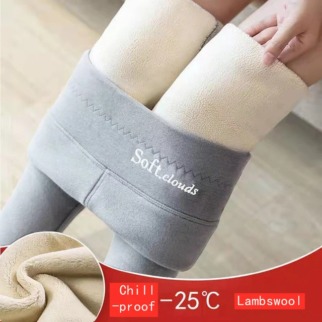 Leggings de lana de cordero gruesa para mujer, pantalones térmicos forrados de lana, hasta el tobillo, cintura alta, Sexy, invierno, 2022