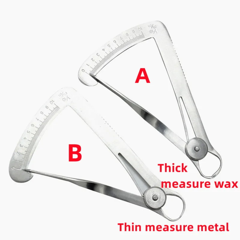 Dental Gauge Caliper Dental Caliper for Metal Wax Dental Lab Stainless Steel Dentist Metal Wax Thickness Measurement Ruler Tool