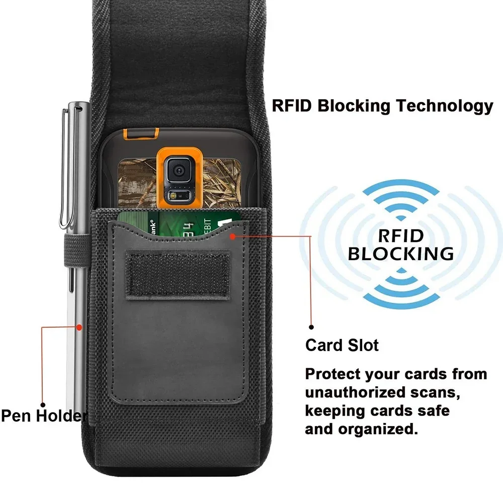 세로 나일론 휴대폰 벨트 클립 홀스터 파우치 버클 지갑, 스톤고 카드홀더 케이스 커버, 4.0 인치-6.7 인치 휴대폰용