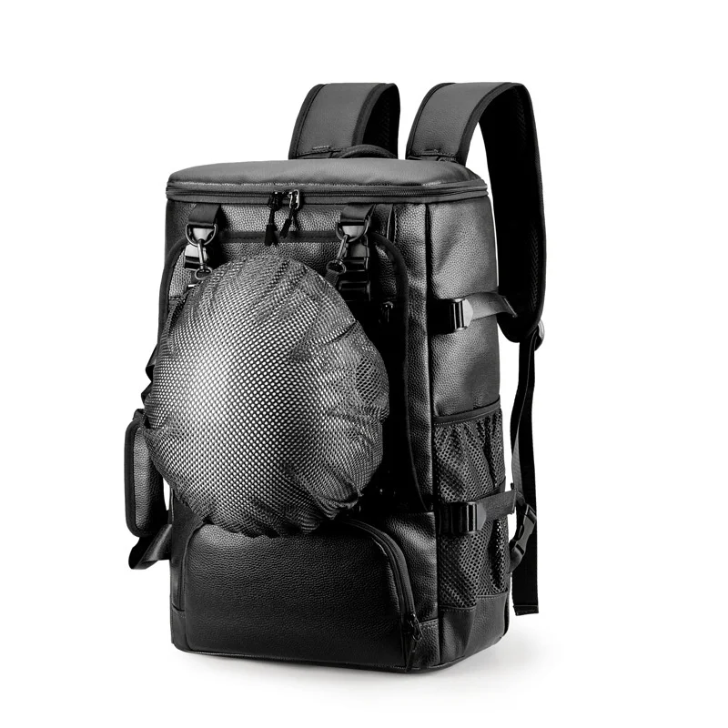 fitness-sports-backpack-pu-leather-travel-hiking-camping-cycling-helmet-skateboard-skiing-bag-multi-functional-durable
