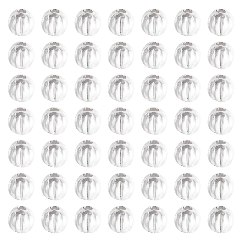 

50PCS 925 Sterling Silver Beads Round Faceted Loose Spacer Beads Striped Beads for Bracelet Necklace Accessories Jewelry Making