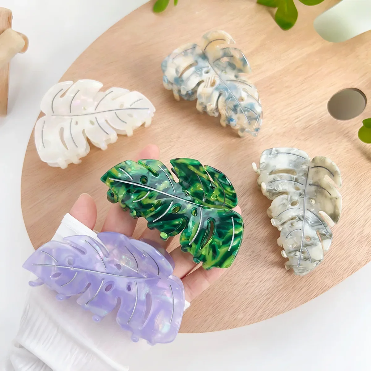 

Premium sense leaf hairpin disc hair large acetic acid grab clip versatile crab clip shark clip hair accessories female