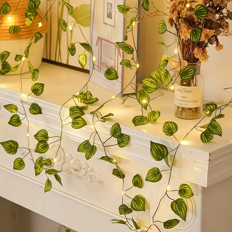 

Solar Artificial Plants Lights String Leaf Flower LED Lights for Outdoor Wedding Party Garden Wall Fence Room Ramadan Decoration