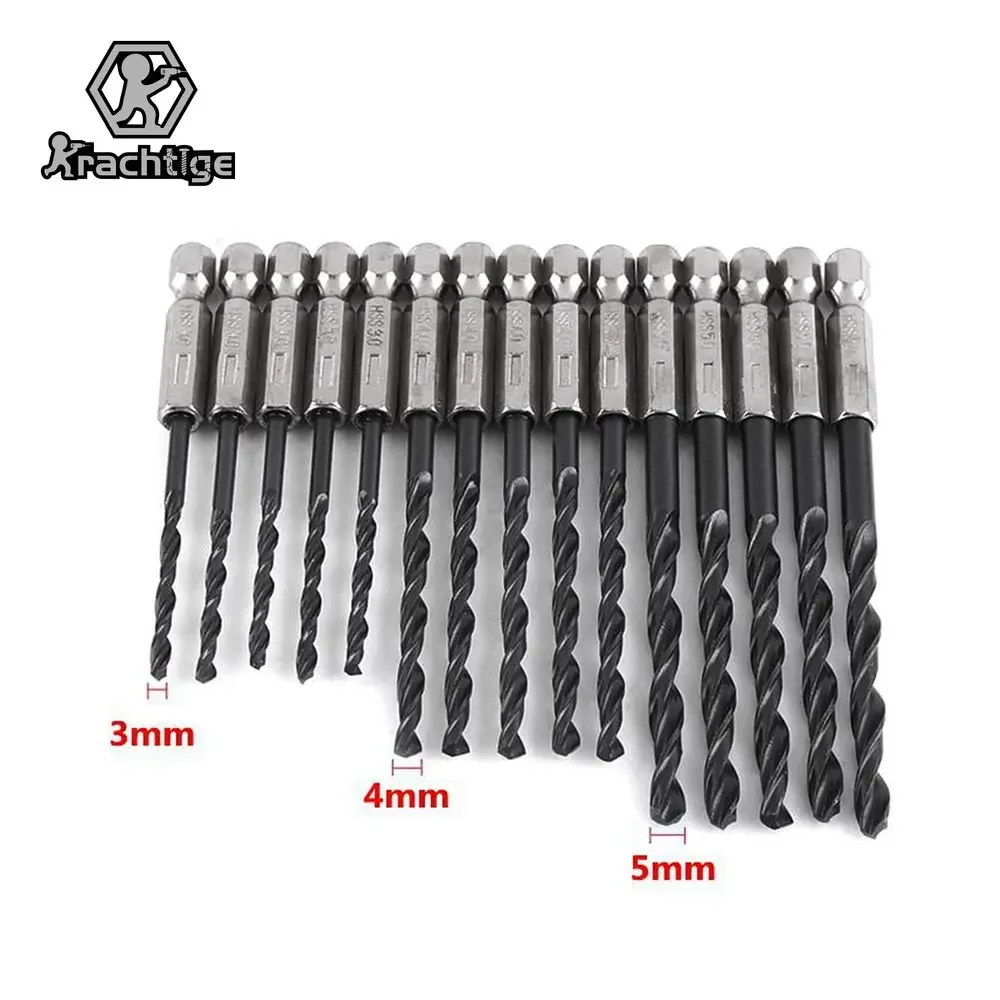 Hss Twisted Drill Bit Grupo Aço Nitreto Saw Grupo Black Ferramentas Elétricas Hex Shank mm mm mm 15 Pcs