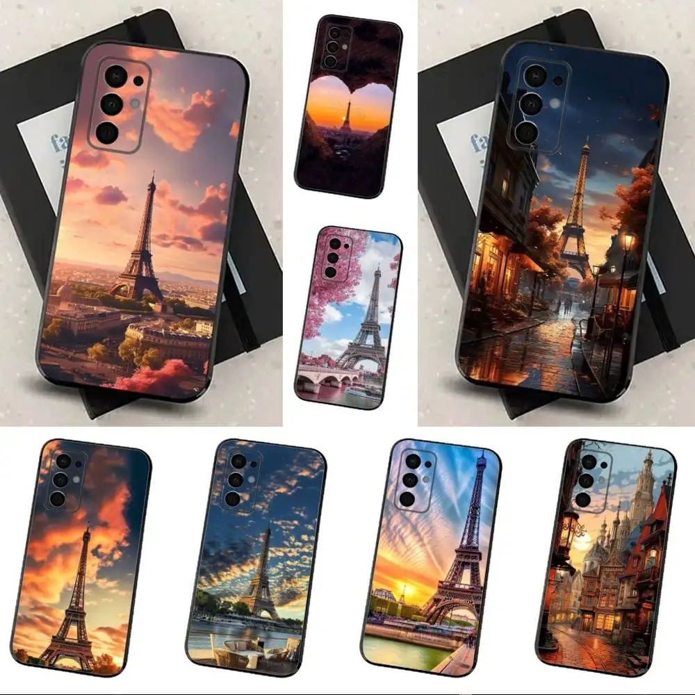 Funda de teléfono con paisaje de la Torre Eiffel para Samsung Galaxy A73,31,32,72,41,53,52,71,22,5G,Note,J7,8,9, funda de silicona negra suave