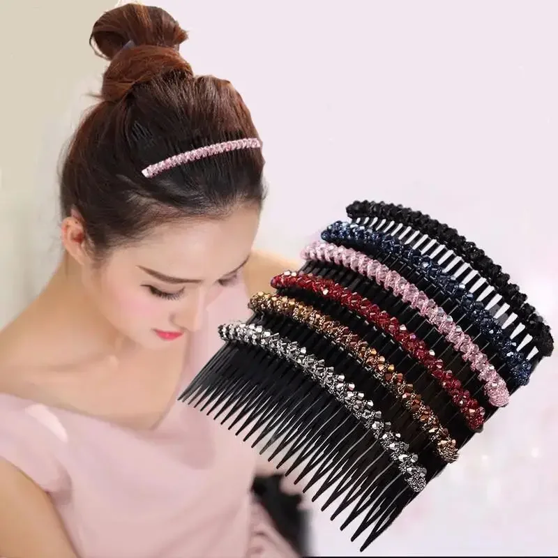 

1PC Women Hair Clips Bangs Combs Crystal Insert Comb Clip Back Head Broken Hair Fixed Clips Organizer Korean Styling Accessories