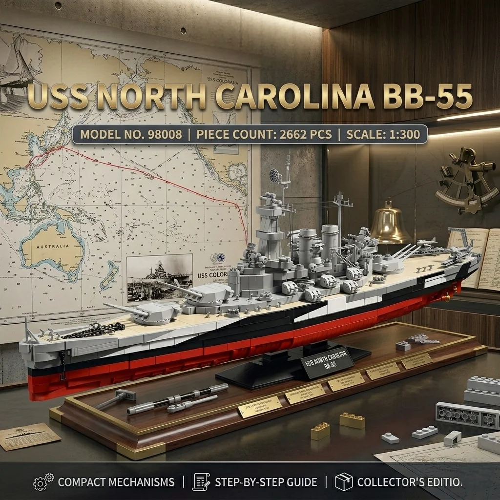 

DIY Military North Carolina Battleship MOC Building Blocks 2662PCS Navy Carrier Bricks Model Construction Set Toy Boy Adult Gift