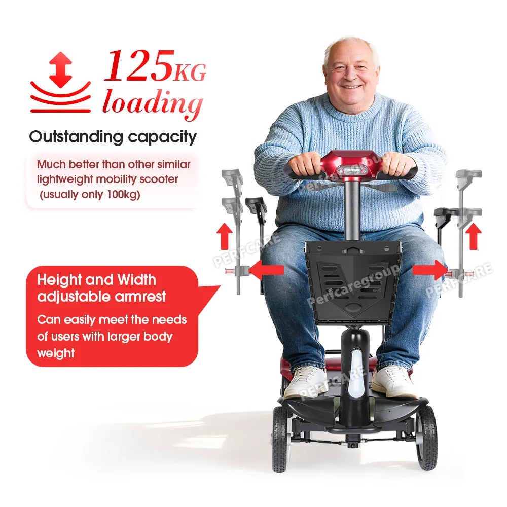Disabled Elderly All Terrain Safe Travel Trips Mobility Scooter 14kg Lightweight Excellent Climbing With Electromagnetic Brake