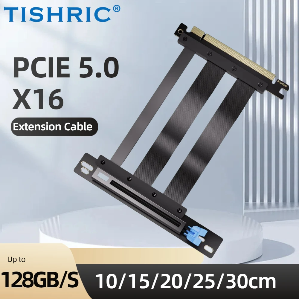 

TISHRIC PCIe 5.0 Riser Cable High Speed Shielded 100 16X to 16X Graphics Card Extension Cable for ATX GPU Adapter