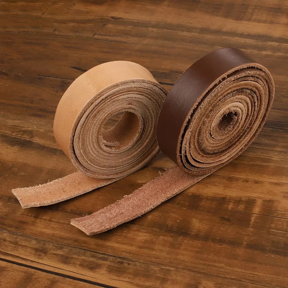 2 Meters Genuine Cowhide Leather Strap For Bag Handle Clothing Bracelet Crafts Making Leather Belt Strip DIY Bag Accessories