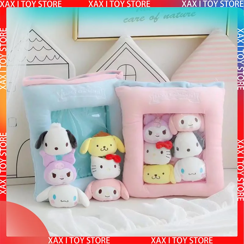 

2023 New Plushie Bag Pudding Toys Hello Kitty Kuromi My Melody Cnnamoroll Mini Animal Doll Plush Pillow Girlfriend Child Gift