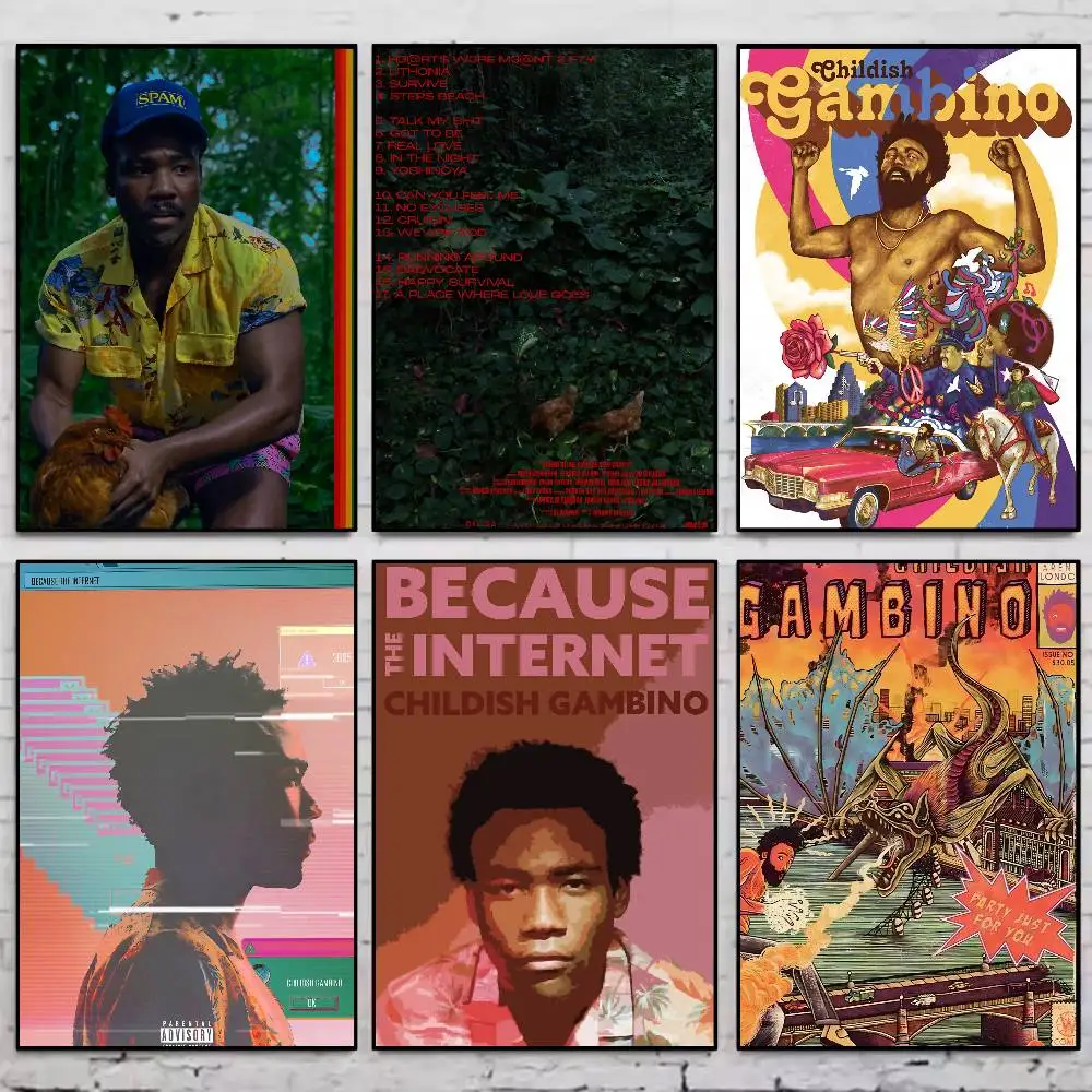 Rapper C-Childish Gambino Bando Stone Poster Gallery Prints Self Adhesive Home Decor Decoration Wall Decals Living Room Sticker