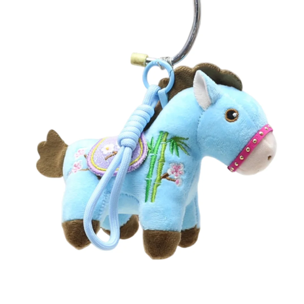 

Adorable Creative Plush Horse Keychain 12cm Mascot Dolls Stuffed Animal Keyring Fluffy Soft Cartoon Steed Doll Festive Decor