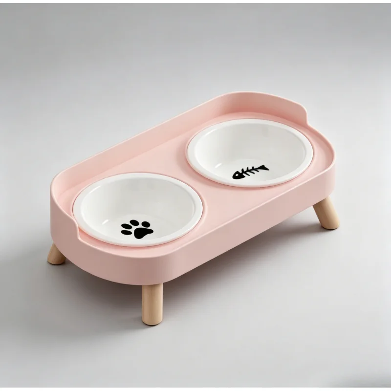 Dopamine Colorful Double Pet Bowl Stainless Steel Elevated Large Capacity Food Water Feeder for Cats Dogs Puppies
