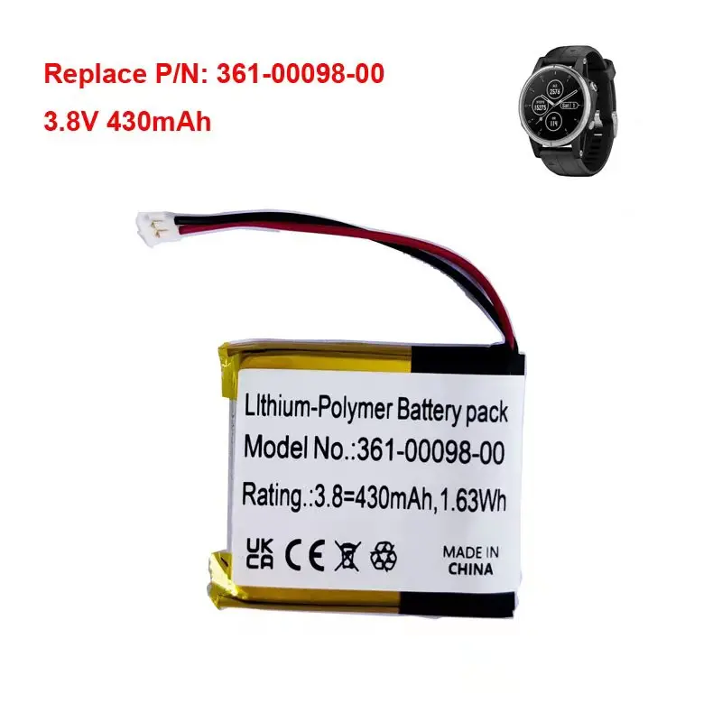 361-00098-00 Аккумулятор для ремонта часов 430 мАч для Garmin Fenix 5X Fenix 5X Running, сменный аккумулятор Fenix 5X Plus