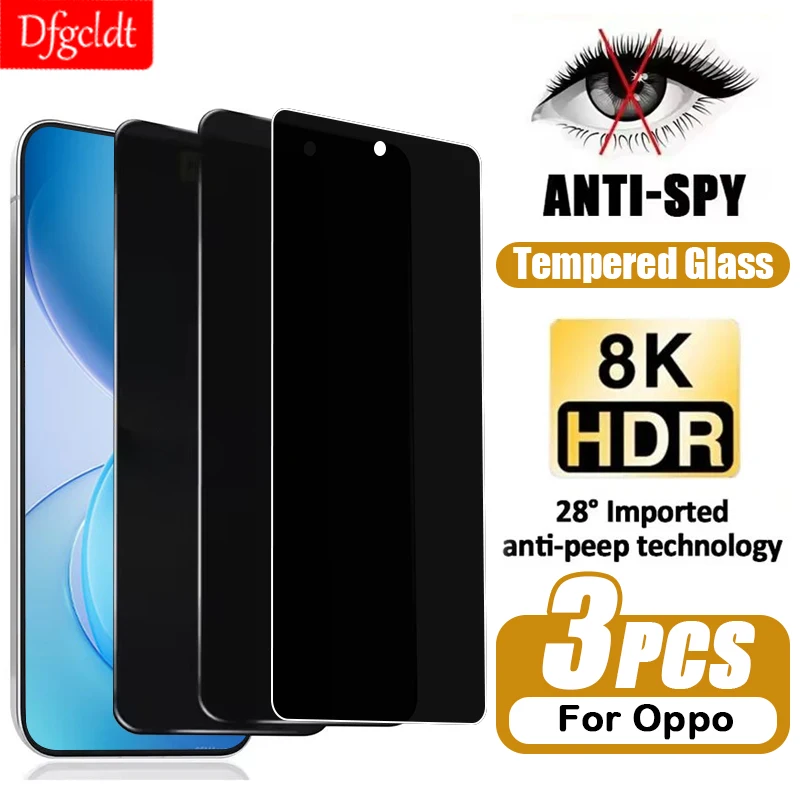3Piece Anti-spy Tempered Glass for Oppo Reno16 15 14 Pro 15 Pro mini Privacy Screen Protector for Reno16 15 14 F FS 16C 15C 5G