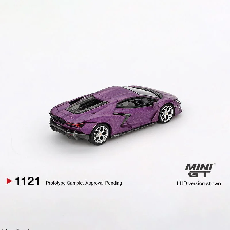 โมเดลรถ MINI GT 1:64 Lamborghini Revuelto สีม่วง รุ่นฉลองครบรอบ 30 ปี พร้อมรถ Mercedes-Benz 190E 2.5-16 Evolution II สีดำด้าน  วัสดุโลหะผสม สำหรับสะสมและตกแต่ง