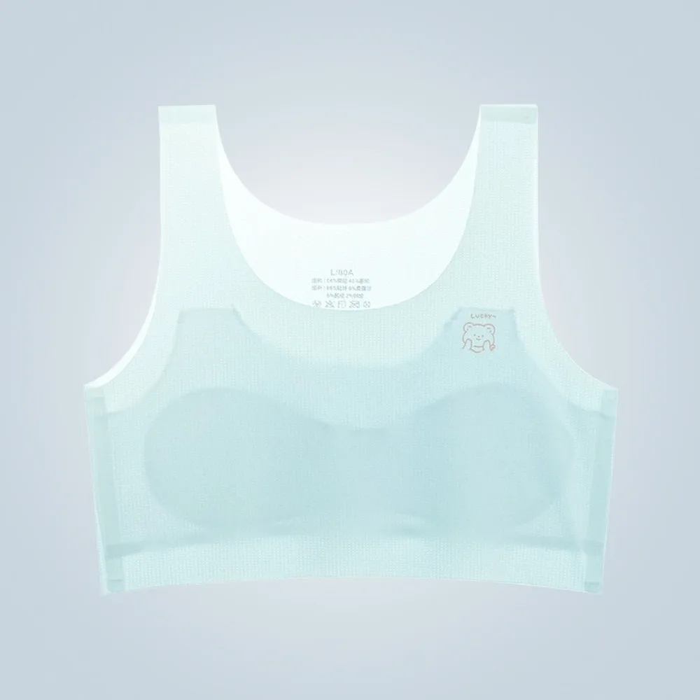 

New Seamless Developmental Girls Lingerie Ice Silk Thin Girl Bra Elementary School Student Comfortable Small Vest Summer