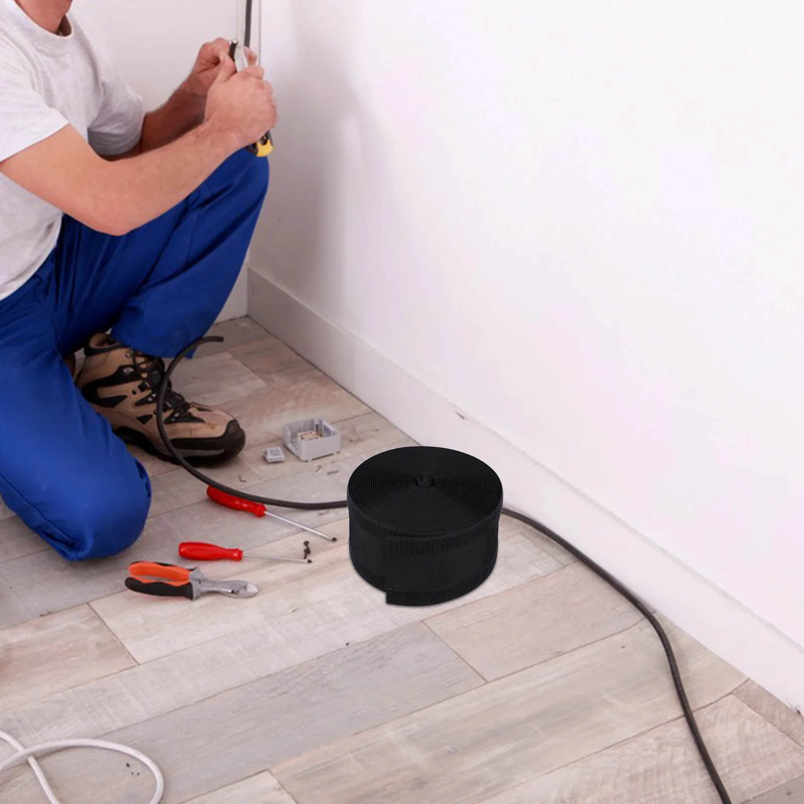 

1pc Sleeve Floor Cord Cover Grip Reusable Flexible Cable Management Strip Organizer For Carpet Cable Protecter