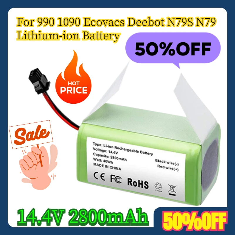 

For 990 1090 Ecovacs Deebot N79S N79 14.4V 2800mAh Lithium-ion Battery