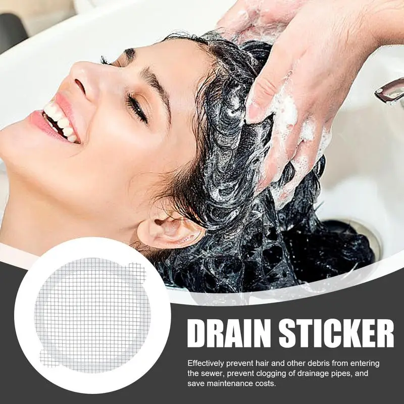 Shower Drain Hair Catcher Sticker 30PCS Drain Mesh Stickers Hair Catcher Cover Shower Drain Screen Human And Pet Hair Drain