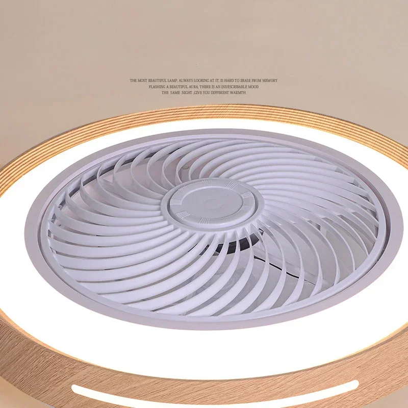 Ultra fino madeira maciça LED teto ventilador lâmpada, quarto, restaurante, nórdico, invisível, ventilador elétrico, decoração remota, ventiladores Ventilador