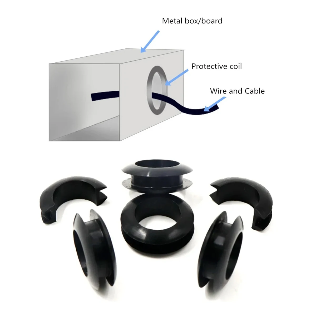 10/100Pcs Double-Sided Protective 5~60mm Rubber Sealing Ring Water Pipe Hose Wire O-Shaped External Circlip Grommet Gasket Black