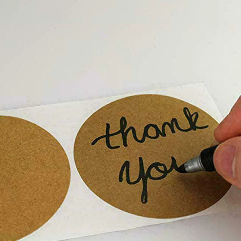 500/1000pcs Round Kraft Paper Stickers Blank Labels Wedding Invitation Cards Hang Tag Christmas Decor Envelope Sealing Stickers