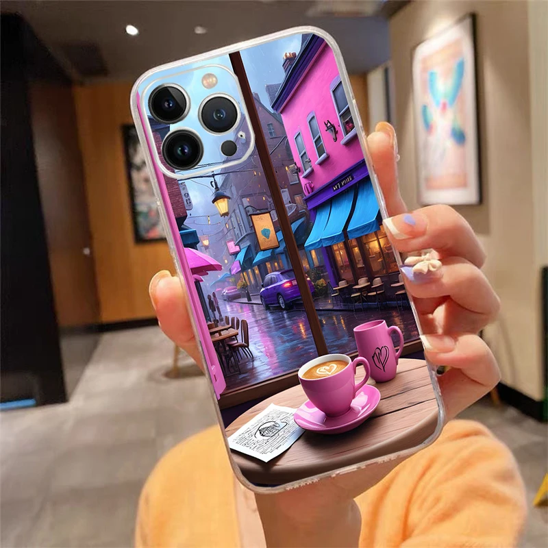 حافظة هاتف Carcasa Funda لهاتف آيفون 17 Pro Max 17 Air 16 15 14 13 Pro Max 15 16 Pro 15 Plus حافظة جمالية لليلة القهوة