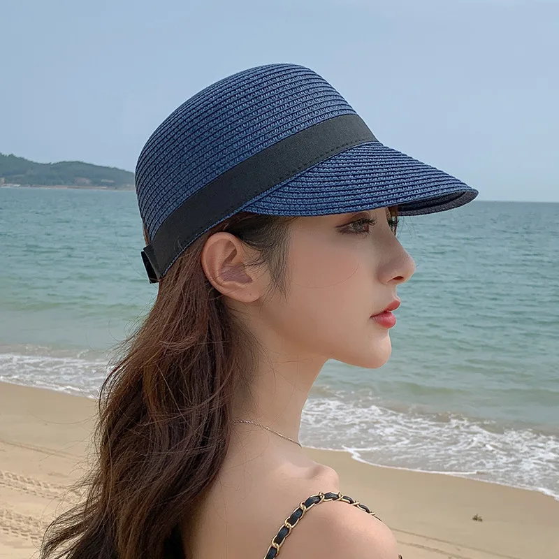 2024 Summer Ladies Straw Hat Outdoor Breathable Shading Sunscreen Peaked Cap Fashion Riding Travel Women\'s Baseball Caps