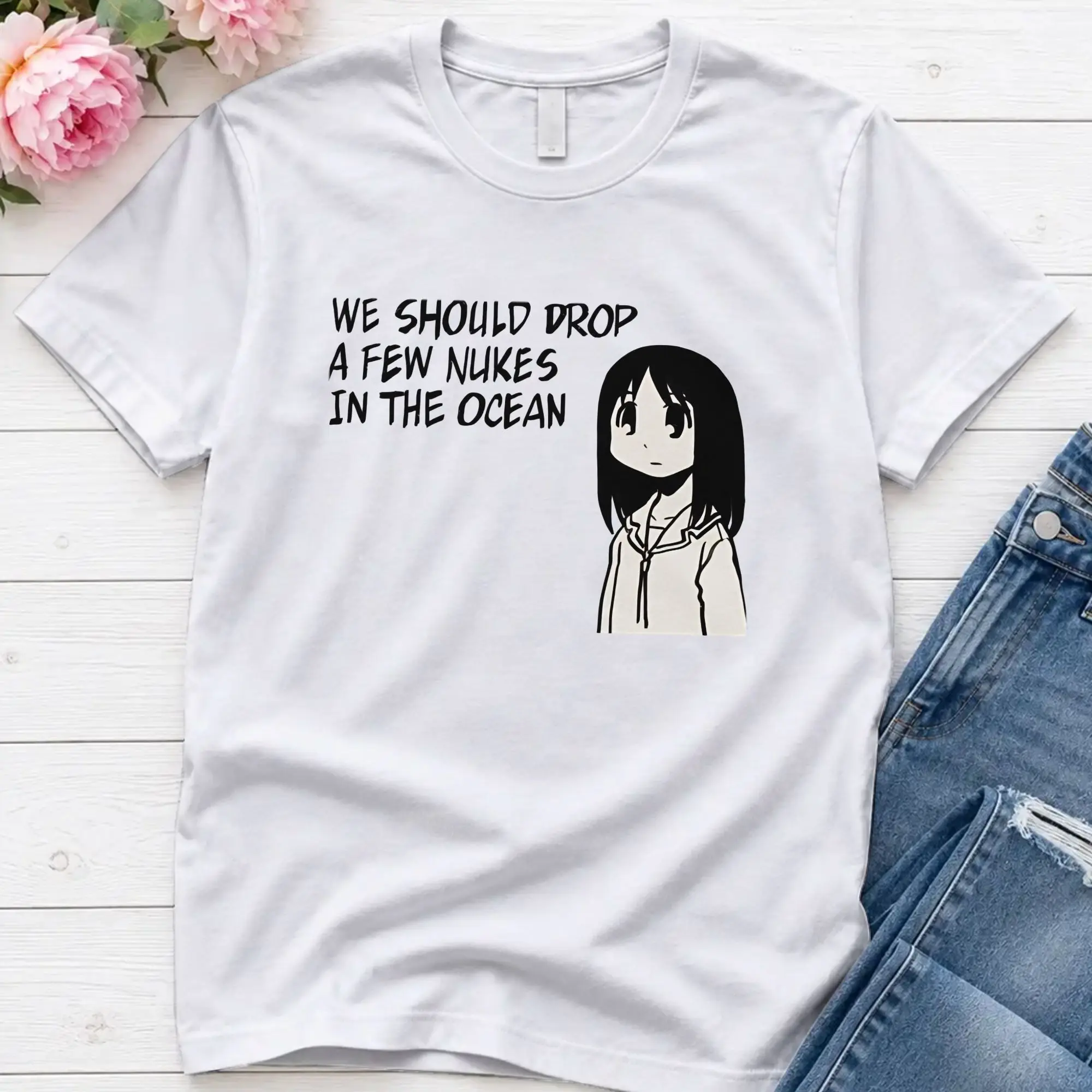 Casual I Draw That Panel Of Osaka Saying We Should Drop A Few Nukes In The Ocean  Azumanga Daioh T-Shirts Tees Summer Tops