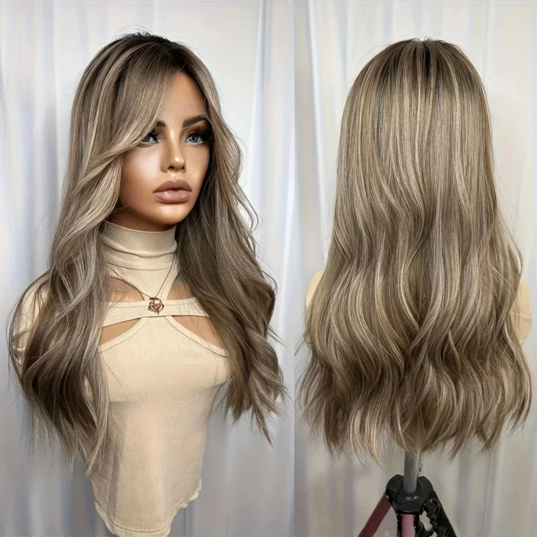 Ombre Blond 24Inch Natural HD Lace Wig Body Wave with for Women Pre-Plucked Transparent Lace Frontal Versatile Hair Wig